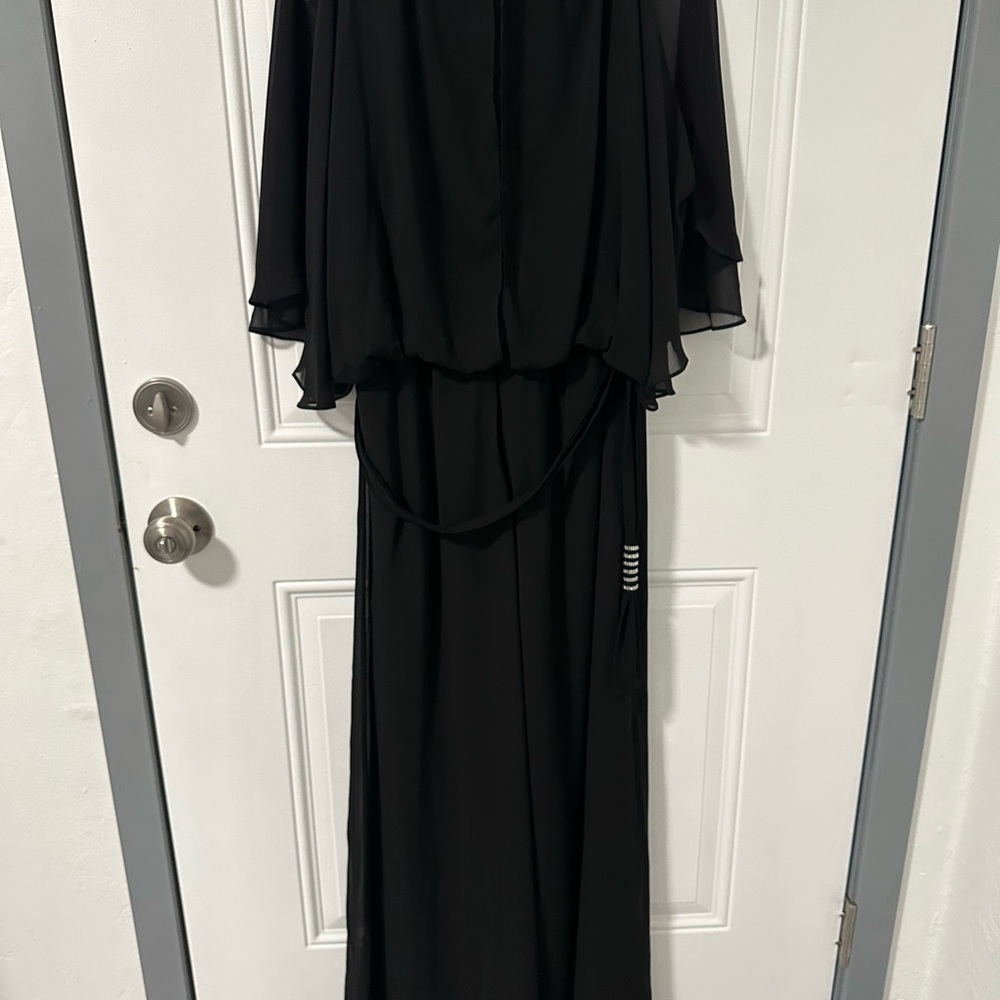MSK Black Chiffon Overlay Jumpsuit Large NEW - Picture 8 of 16